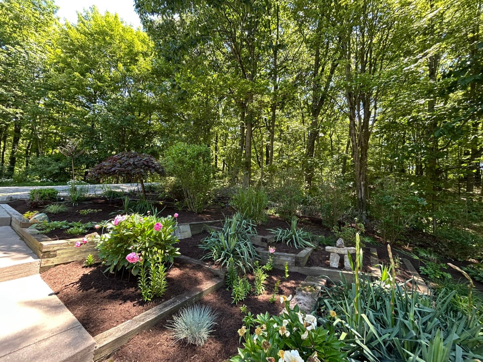 Flower bed with fresh mulch after, first area, Farsight Management, Dover, OH